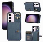 For Samsung Galaxy Galaxy S23 5G Brushed Texture Wallet Ring Holder Phone Case(Blue)