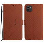 For Samsung Galaxy A03 166mm EU Rhombic Grid Texture Leather Phone Case(Brown)