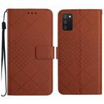 For Samsung Galaxy A03s 165.8mm US Rhombic Grid Texture Leather Phone Case(Brown)