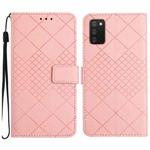 For Samsung Galaxy A03s 165.8mm US Rhombic Grid Texture Leather Phone Case(Pink)