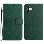 For Samsung Galaxy A04e / F04 / M04 4G Rhombic Grid Texture Leather Phone Case(Green)