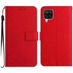 For Samsung Galaxy A12 5G/4G / M12 / F12 Rhombic Grid Texture Leather Phone Case(Red)