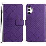 For Samsung Galaxy A13 4G Rhombic Grid Texture Leather Phone Case(Purple)