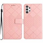 For Samsung Galaxy A13 4G Rhombic Grid Texture Leather Phone Case(Pink)