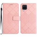 For Samsung Galaxy A22 4G Rhombic Grid Texture Leather Phone Case(Pink)