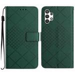 For Samsung Galaxy A32 4G Rhombic Grid Texture Leather Phone Case(Green)