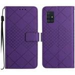For Samsung Galaxy A51 5G Rhombic Grid Texture Leather Phone Case(Purple)