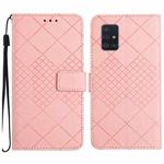For Samsung Galaxy A51 5G Rhombic Grid Texture Leather Phone Case(Pink)