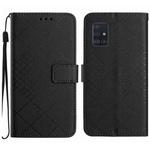For Samsung Galaxy A71 4G Rhombic Grid Texture Leather Phone Case(Black)