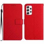 For Samsung Galaxy A73 5G Rhombic Grid Texture Leather Phone Case(Red)