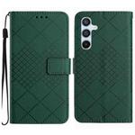 For Samsung Galaxy M14 5G Rhombic Grid Texture Leather Phone Case(Green)