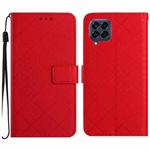 For Samsung Galaxy M53 5G Rhombic Grid Texture Leather Phone Case(Red)