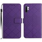 For Samsung Galaxy Note10+ Rhombic Grid Texture Leather Phone Case(Purple)