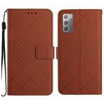 For Samsung Galaxy Note20 Rhombic Grid Texture Leather Phone Case(Brown)
