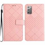For Samsung Galaxy Note20 Rhombic Grid Texture Leather Phone Case(Pink)