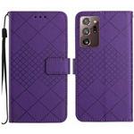 For Samsung Galaxy Note20 Ultra Rhombic Grid Texture Leather Phone Case(Purple)