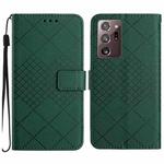 For Samsung Galaxy Note20 Ultra Rhombic Grid Texture Leather Phone Case(Green)