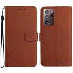 For Samsung Galaxy Note20 Ultra Rhombic Grid Texture Leather Phone Case(Brown)