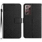For Samsung Galaxy Note20 Ultra Rhombic Grid Texture Leather Phone Case(Black)