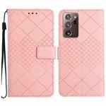For Samsung Galaxy Note20 Ultra Rhombic Grid Texture Leather Phone Case(Pink)