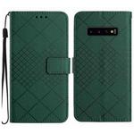 For Samsung Galaxy S10 Rhombic Grid Texture Leather Phone Case(Green)