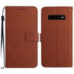 For Samsung Galaxy S10 Rhombic Grid Texture Leather Phone Case(Brown)