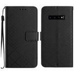 For Samsung Galaxy S10+ Rhombic Grid Texture Leather Phone Case(Black)