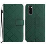 For Samsung Galaxy S20 Rhombic Grid Texture Leather Phone Case(Green)