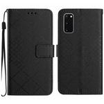 For Samsung Galaxy S20 Rhombic Grid Texture Leather Phone Case(Black)