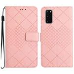 For Samsung Galaxy S20 Rhombic Grid Texture Leather Phone Case(Pink)