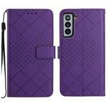 For Samsung Galaxy S21+ 5G Rhombic Grid Texture Leather Phone Case(Purple)