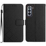 For Samsung Galaxy S21+ 5G Rhombic Grid Texture Leather Phone Case(Black)