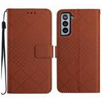 For Samsung Galaxy S22 5G Rhombic Grid Texture Leather Phone Case(Brown)