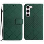 For Samsung Galaxy S23 5G Rhombic Grid Texture Leather Phone Case(Green)