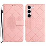 For Samsung Galaxy S23+ 5G Rhombic Grid Texture Leather Phone Case(Pink)