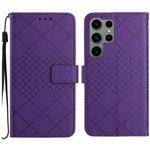 For Samsung Galaxy S23 Ultra 5G Rhombic Grid Texture Leather Phone Case(Purple)