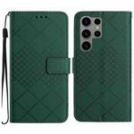 For Samsung Galaxy S23 Ultra 5G Rhombic Grid Texture Leather Phone Case(Green)