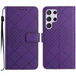 For Samsung Galaxy S24 Ultra 5G Rhombic Grid Texture Leather Phone Case(Purple)