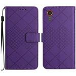 For Samsung Galaxy Xcover 7 5G Rhombic Grid Texture Leather Phone Case(Purple)