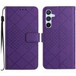 For Samsung Galaxy M55 5G Rhombic Grid Texture Leather Phone Case(Purple)