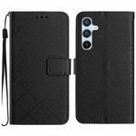 For Samsung Galaxy M55 5G Rhombic Grid Texture Leather Phone Case(Black)