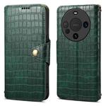 For Huawei Mate 60 Denior Crocodile Texture Oil Edge Leather Phone Case(Green)