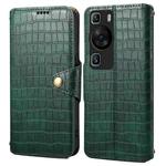 For Huawei P60 Denior Crocodile Texture Oil Edge Leather Phone Case(Green)