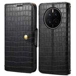 For Huawei Mate 50 Denior Crocodile Texture Oil Edge Leather Phone Case(Black)