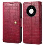 For Huawei Mate 40 Pro Denior Crocodile Texture Oil Edge Leather Phone Case(Rose Red)