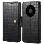 For Huawei Mate 40 Denior Crocodile Texture Oil Edge Leather Phone Case(Black)