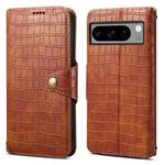 For Google Pixel 8 Pro Denior Crocodile Texture Oil Edge Leather Phone Case(Brown)