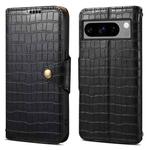 For Google Pixel 8 Pro Denior Crocodile Texture Oil Edge Leather Phone Case(Black)