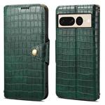 For Google Pixel 7 Pro Denior Crocodile Texture Oil Edge Leather Phone Case(Green)