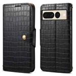 For Google Pixel 7 Pro Denior Crocodile Texture Oil Edge Leather Phone Case(Black)